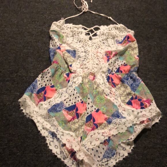 Victoria's Secret Women's Medium Bali Patchwork Lace Romper Y2K Mixed Print - Picture 3 of 6